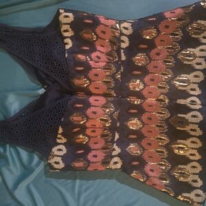 HD in Paris Tan and Pink Sequin Embellished Tank Top